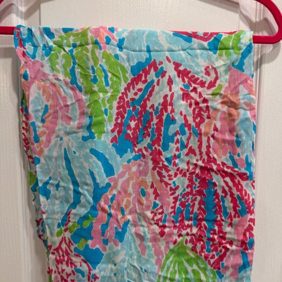 NWT Lilly Pulitzer Lets Cha Cha Murfee Fringe Scarf Rayon Coral Reef - Picture 3 of 8